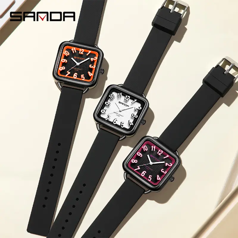 Sanda Black Square Watch for Students Waterproof Quartz - Image 12