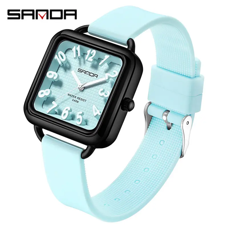 Sanda Black Square Watch for Students Waterproof Quartz - Image 13