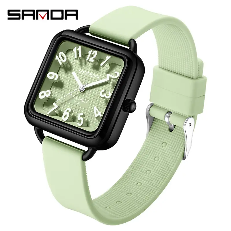 Sanda Black Square Watch for Students Waterproof Quartz - Image 7