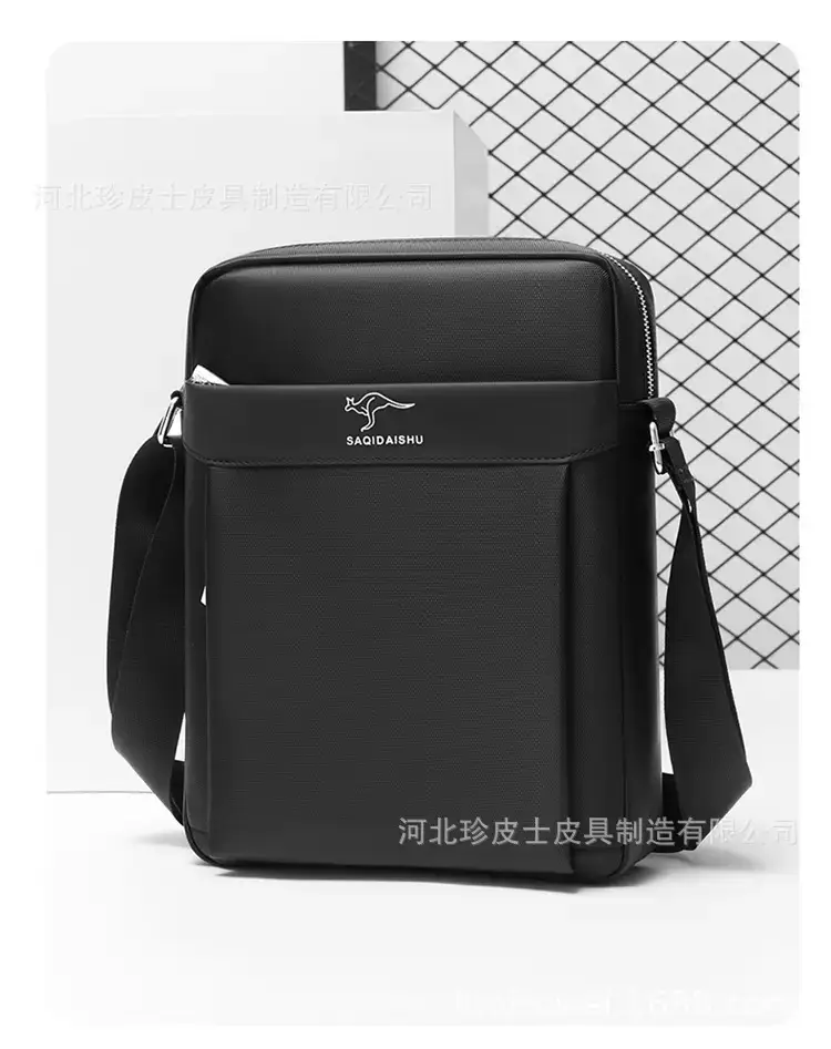 Men's Oxford Cloth Crossbody Bag Black 24x32cm — feature 9