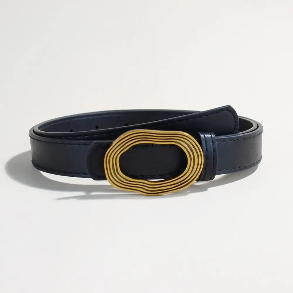 Women's Decorative Thin Belt with Gold Buckle - Image 7