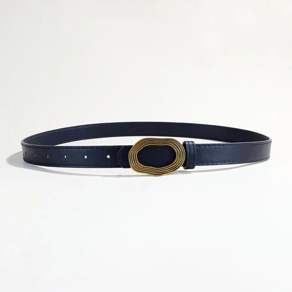 Women's Decorative Thin Belt with Gold Buckle - Image 8