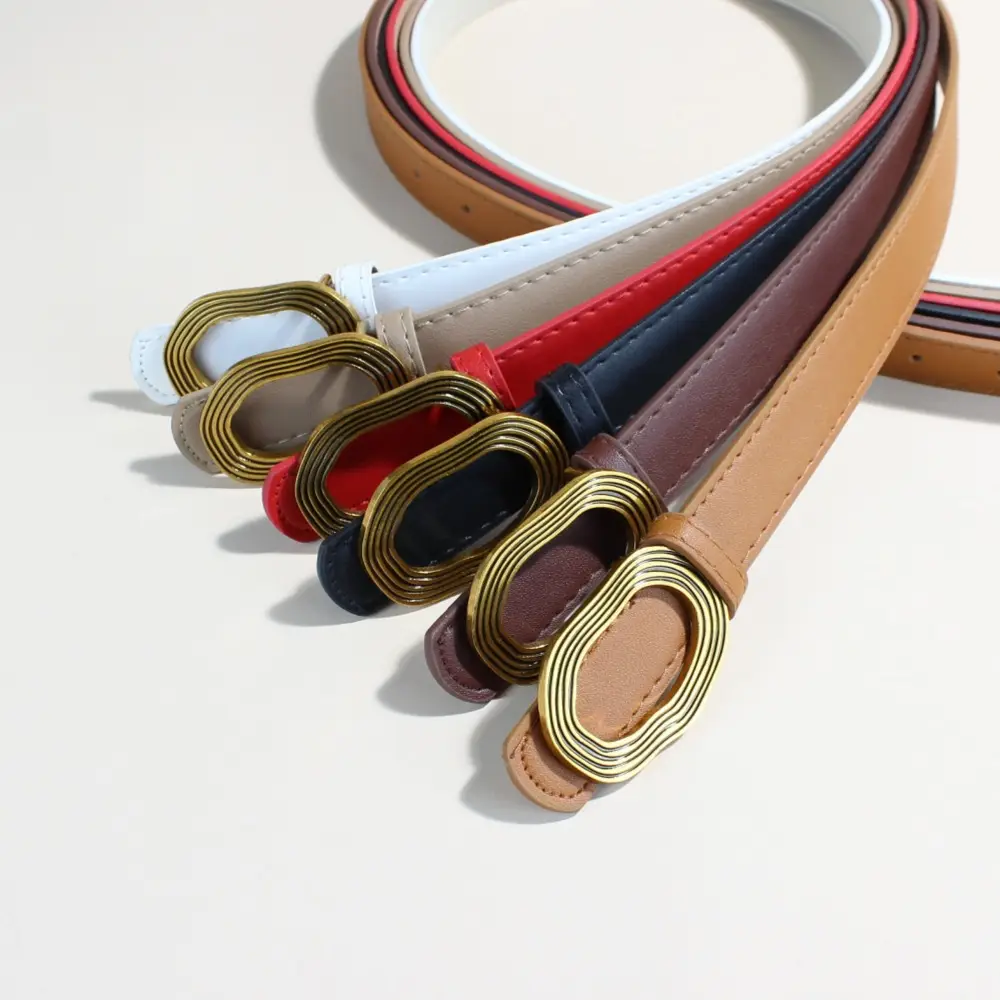 Women's Decorative Thin Belt with Gold Buckle — feature 11