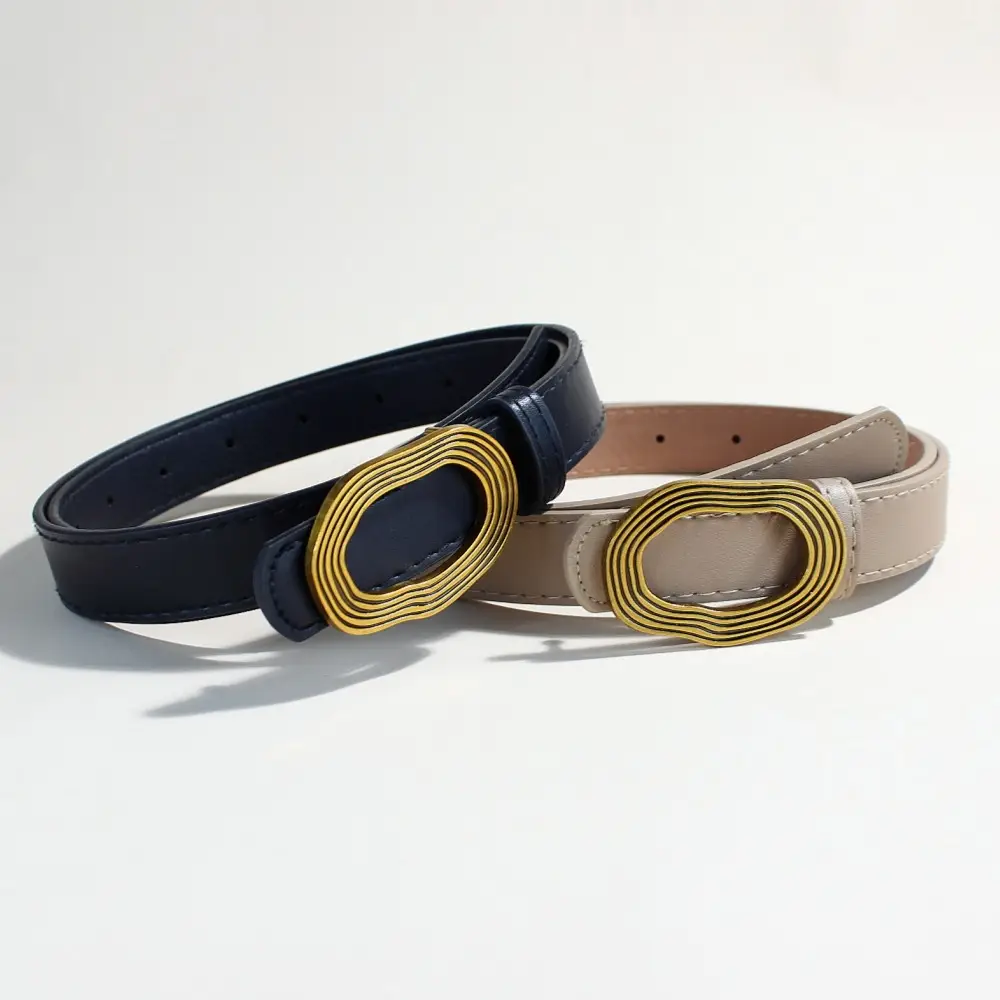 Women's Decorative Thin Belt with Gold Buckle — feature 5