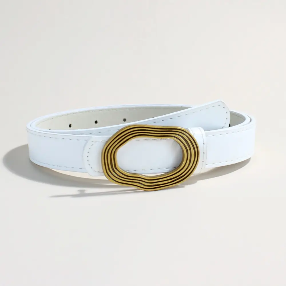 Women's Decorative Thin Belt with Gold Buckle - Image 2