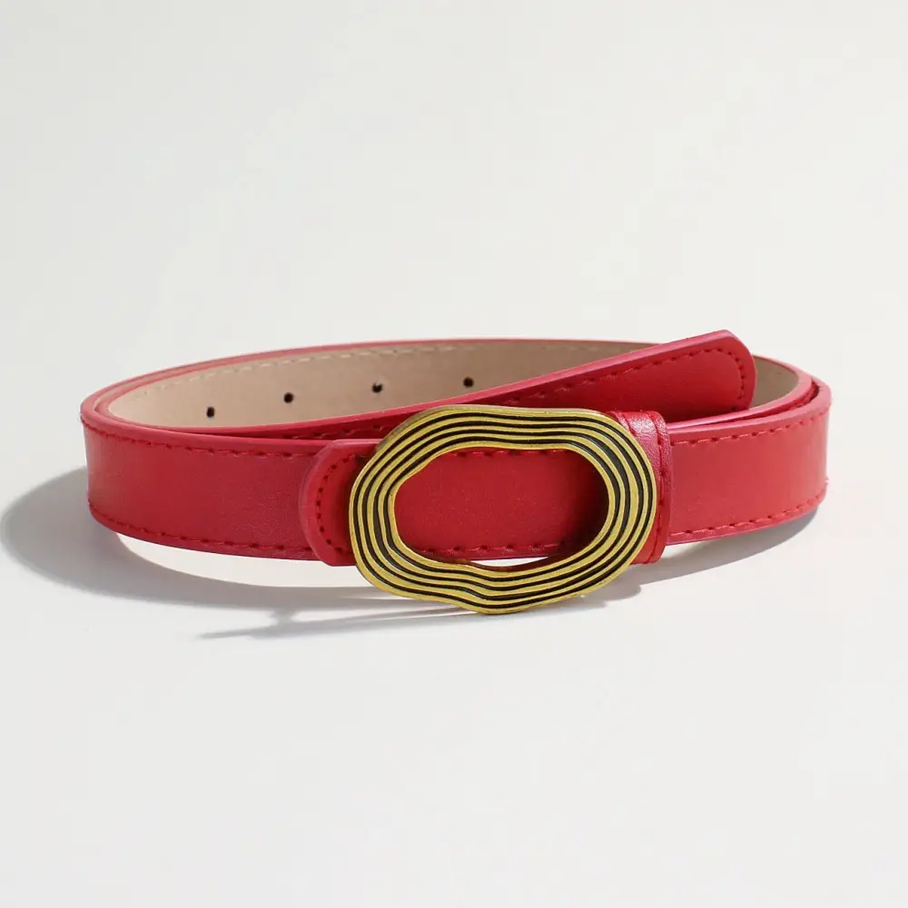 Women's Decorative Thin Belt with Gold Buckle - Image 3