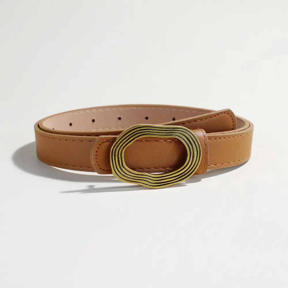 Women's Decorative Thin Belt with Gold Buckle - Image 4