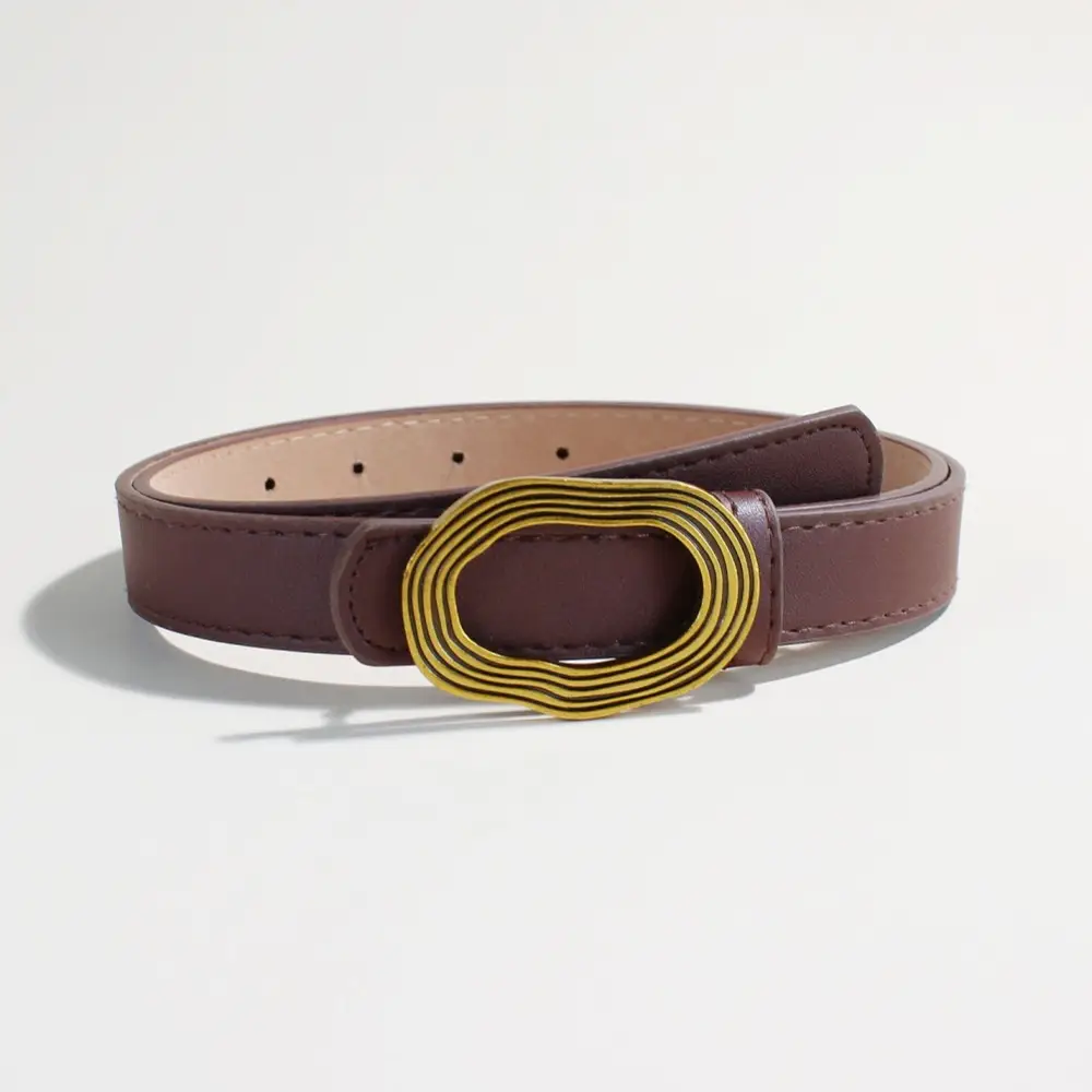 Women's Decorative Thin Belt with Gold Buckle - Image 5