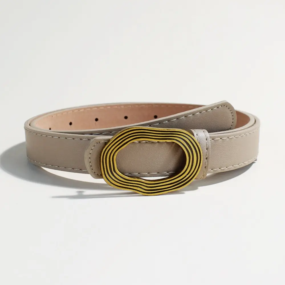 Women's Decorative Thin Belt with Gold Buckle - Image 6