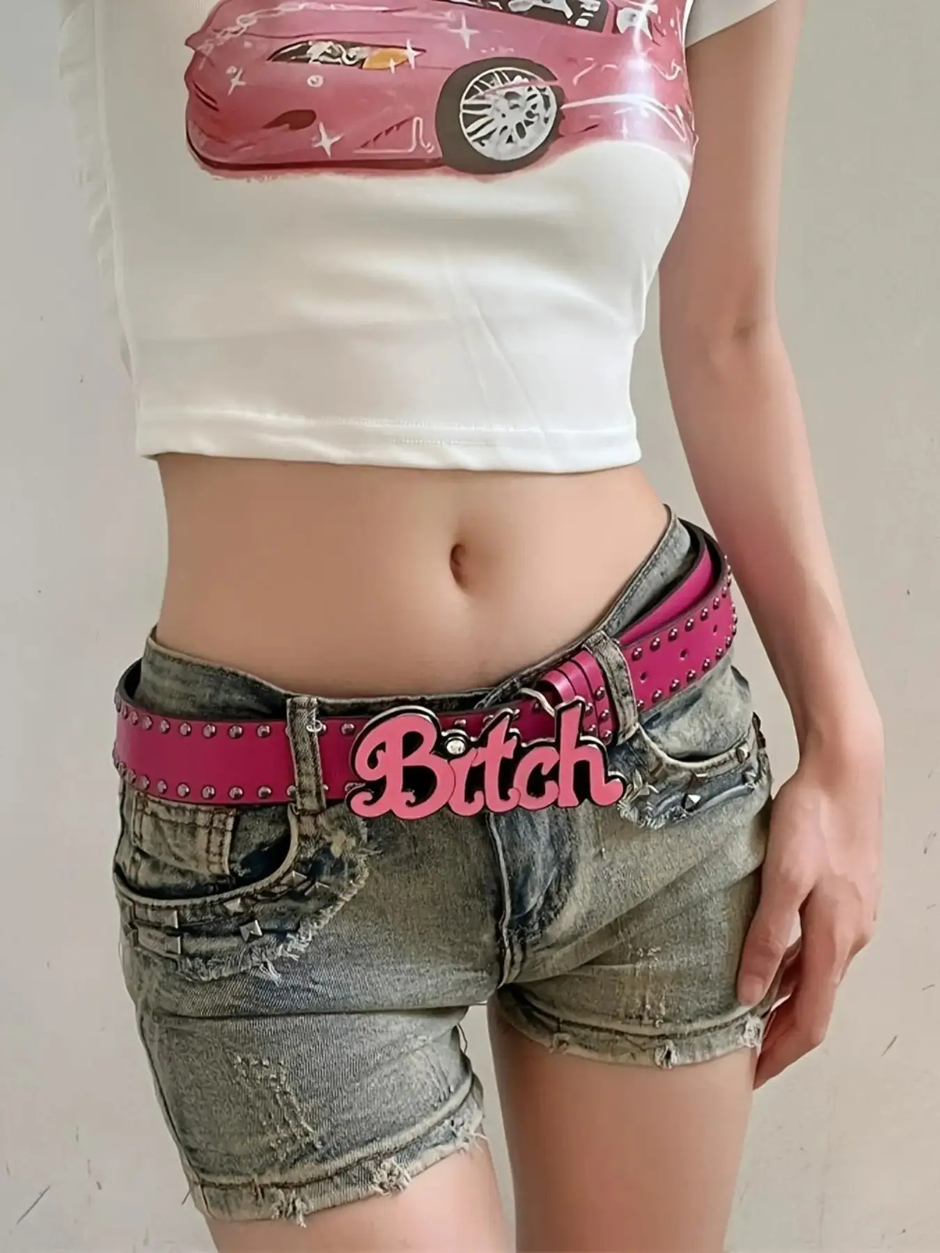 Ins Harajuku Belt Women Pink Rivet Spice Girls Y2K — feature 2