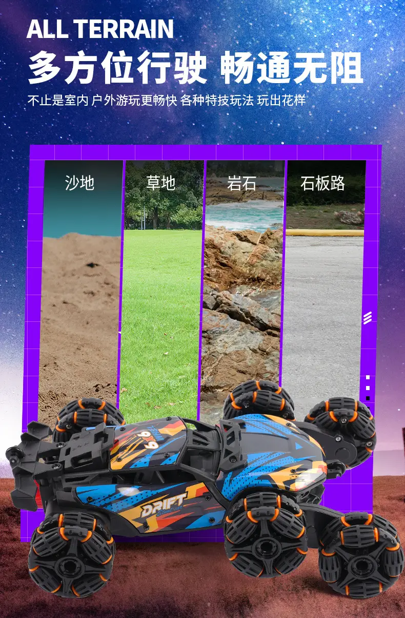 Remote Control Car with Eight-Wheel Drift Toy, Remote Control Spray Transforming Off-Road Vehicle, Flip Bucket Off-Road Climbing Vehicle — feature 2