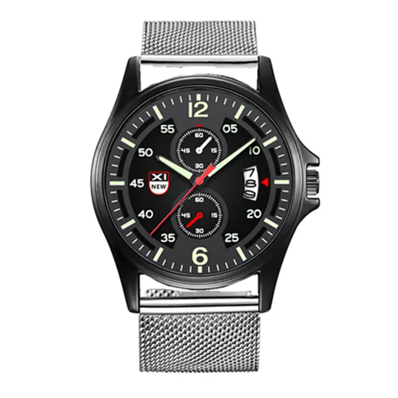 Men's Stainless Steel Chronograph Watch Black Analog - Image 2