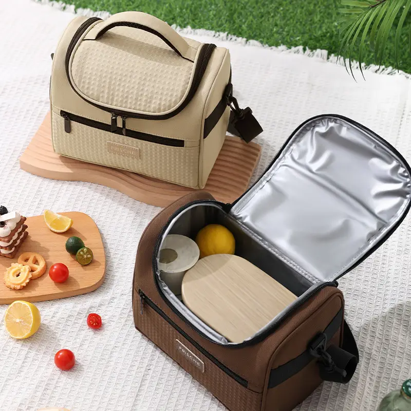 Portable Lunch Bag with Curved Ice Cover for Office Students