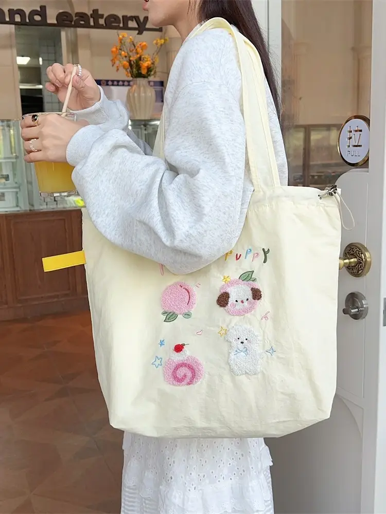 Cute Puppy Embroidered Shoulder Bag Large Capacity - Image 9