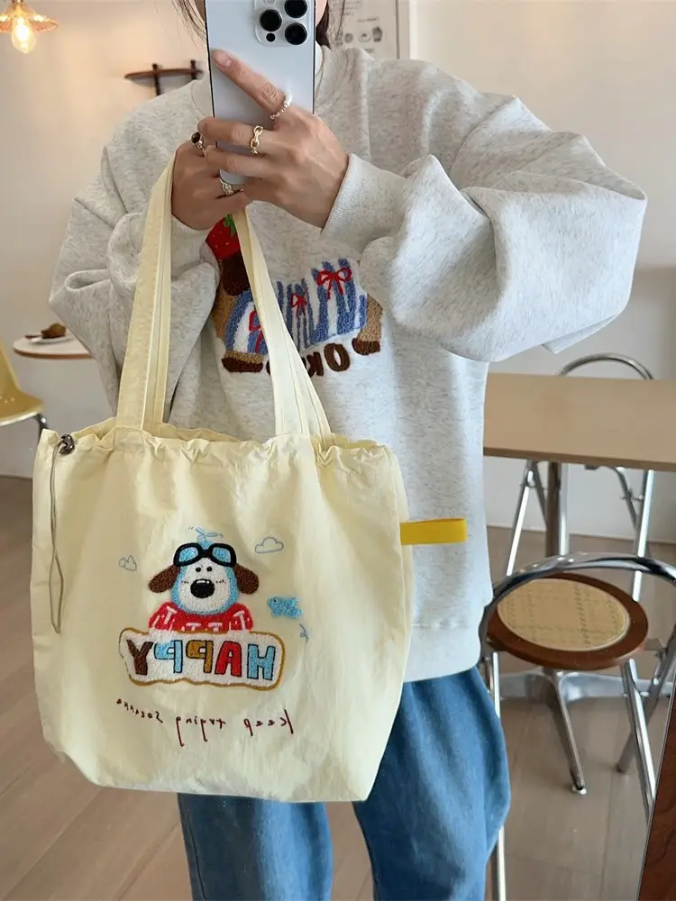 Cute Puppy Embroidered Shoulder Bag Large Capacity - Image 10