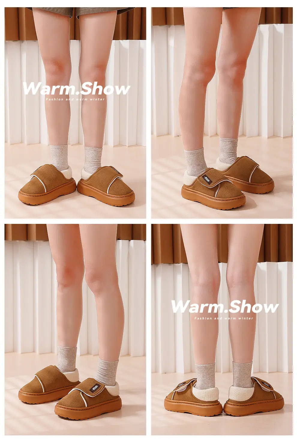 Warm Cotton Slippers for Women in Winter with Plush Warm Anti-Slip Women's Velcro Plus Velvet Thickened Cotton Shoes Winter Wholesale — feature 9