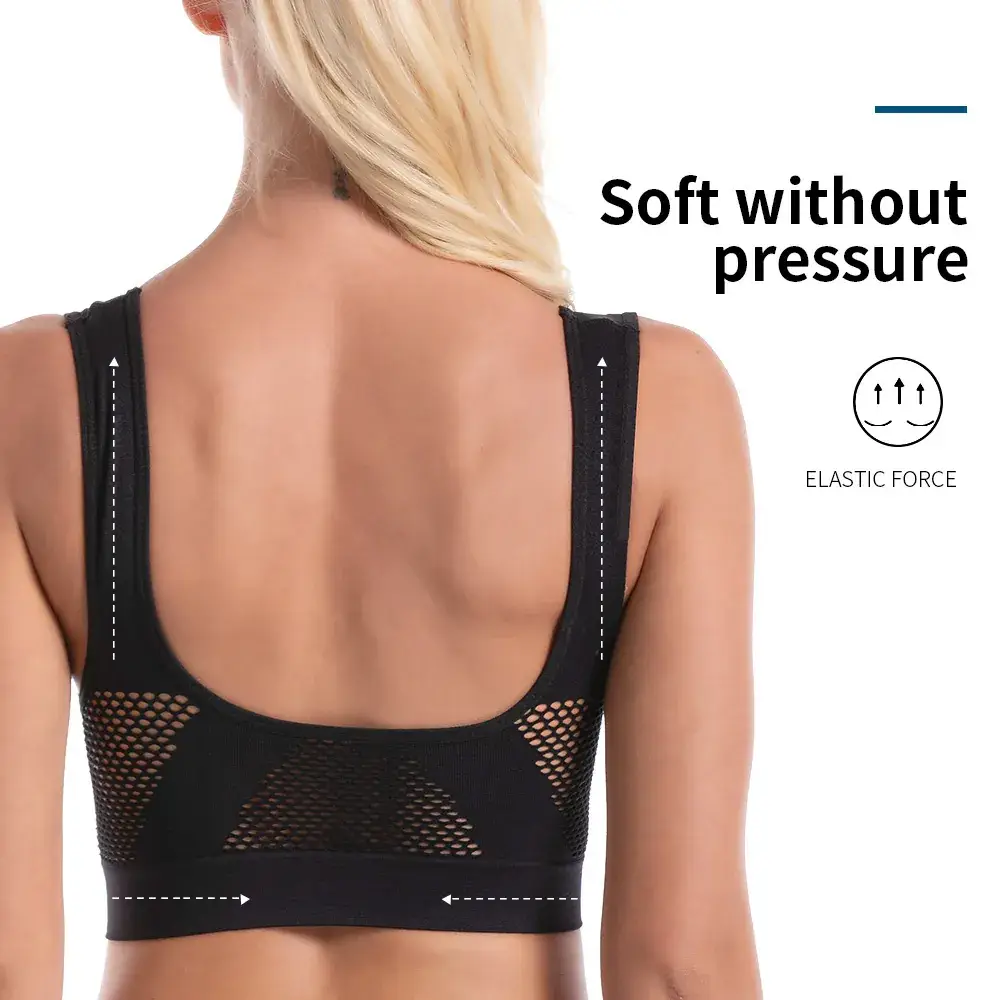 Wire-Free Mesh Sports Bra for Plus Size Yoga Running - Image 10