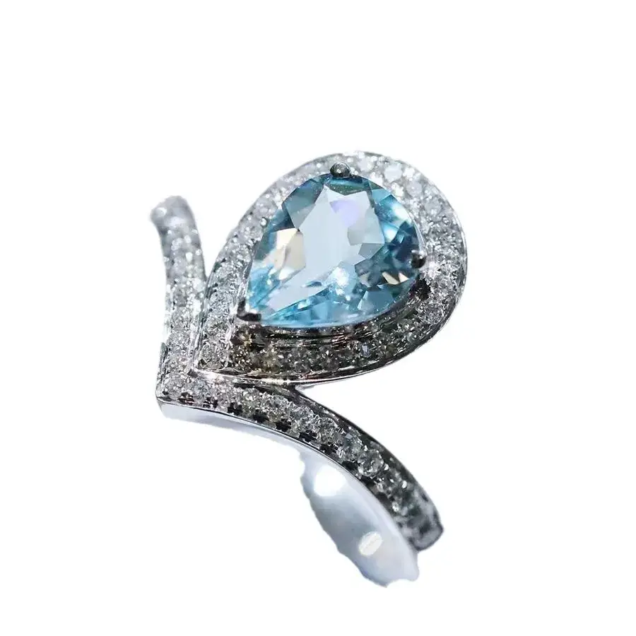 New Diamond Encrusted Aquamarine Pearl Ring for Women - Image 7