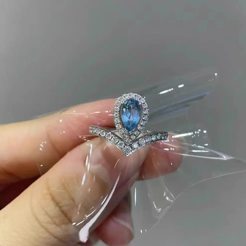 New Diamond Encrusted Aquamarine Pearl Ring for Women — feature 1