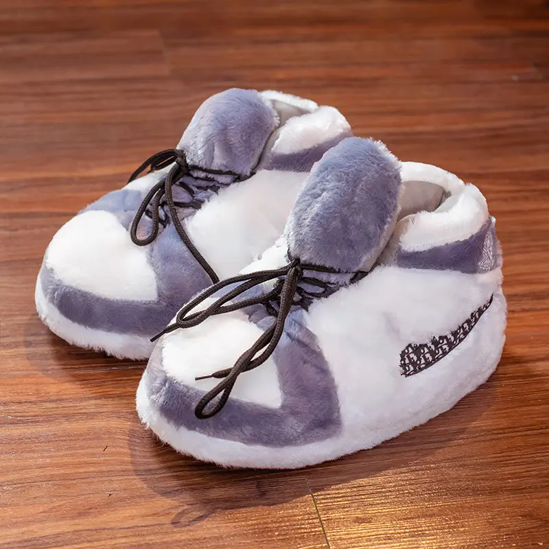 Clearance aj1 spoof Internet Celebrant Couple Cotton Slippers with Heel Cute Cotton Shoes Home Winter Warm Home Cotton Slippers - Image 5