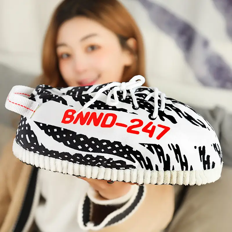 Clearance aj1 spoof Internet Celebrant Couple Cotton Slippers with Heel Cute Cotton Shoes Home Winter Warm Home Cotton Slippers - Image 6