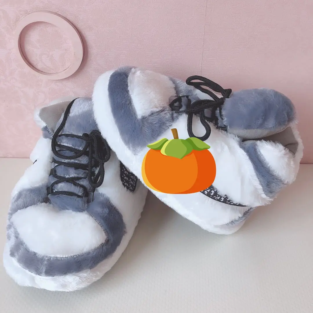 Clearance aj1 spoof Internet Celebrant Couple Cotton Slippers with Heel Cute Cotton Shoes Home Winter Warm Home Cotton Slippers — feature 9