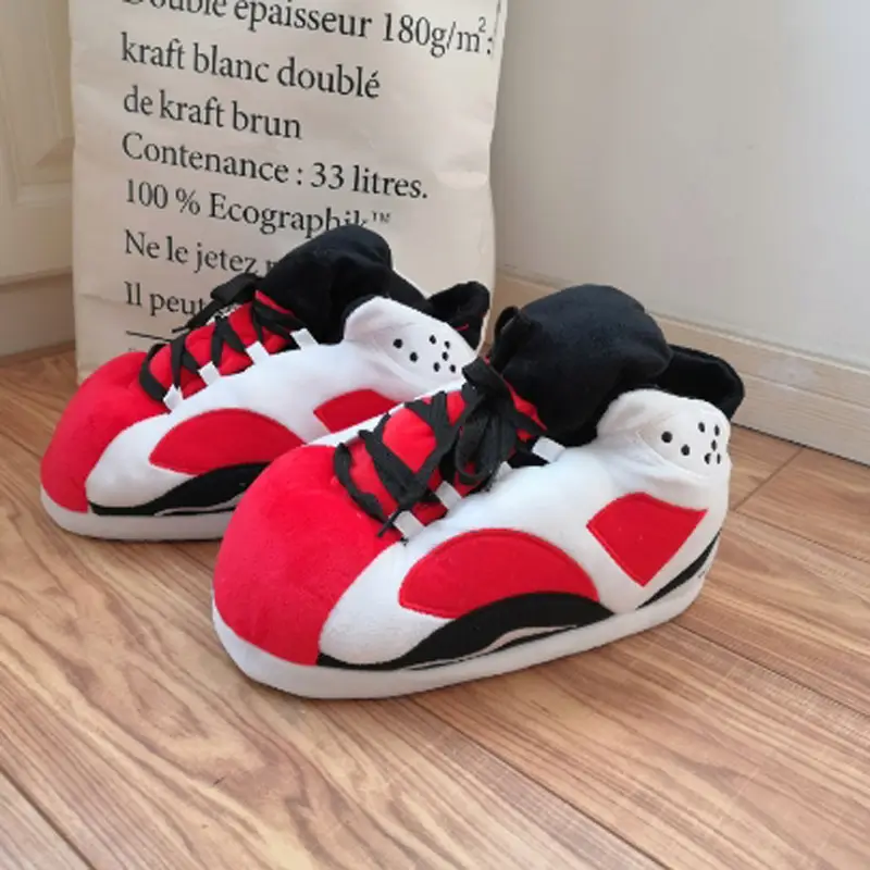 Clearance aj1 spoof Internet Celebrant Couple Cotton Slippers with Heel Cute Cotton Shoes Home Winter Warm Home Cotton Slippers — feature 6