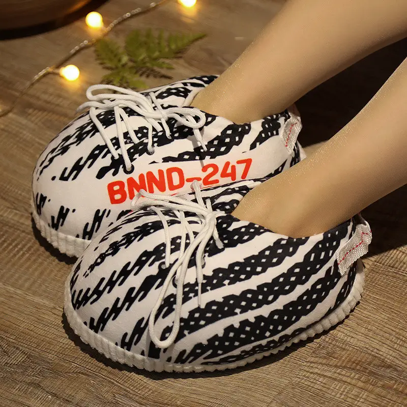 Clearance aj1 spoof Internet Celebrant Couple Cotton Slippers with Heel Cute Cotton Shoes Home Winter Warm Home Cotton Slippers - Image 2