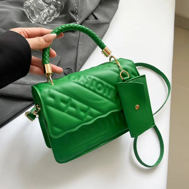 Green Quilted Crossbody Handbag for Women