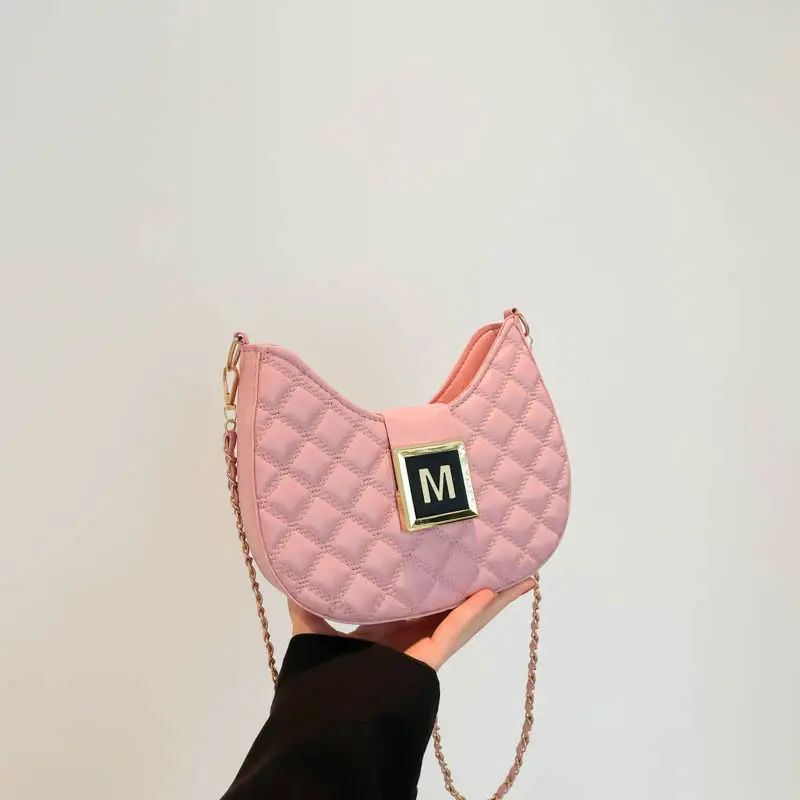 Pink Diamond Chain Shoulder Bag for Women 2024 - Image 2
