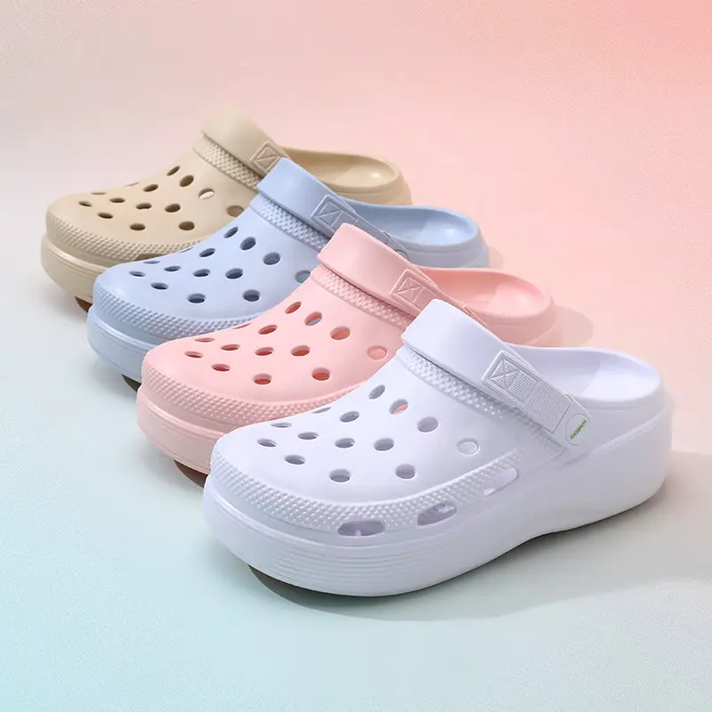 Croc Shoes for Couples, Non-Stinky, Height-Increasing, Breathable Sandals, Non-Slip Thick-Soled Eva Soft Outdoor Beach Closed-Toe Slippers
