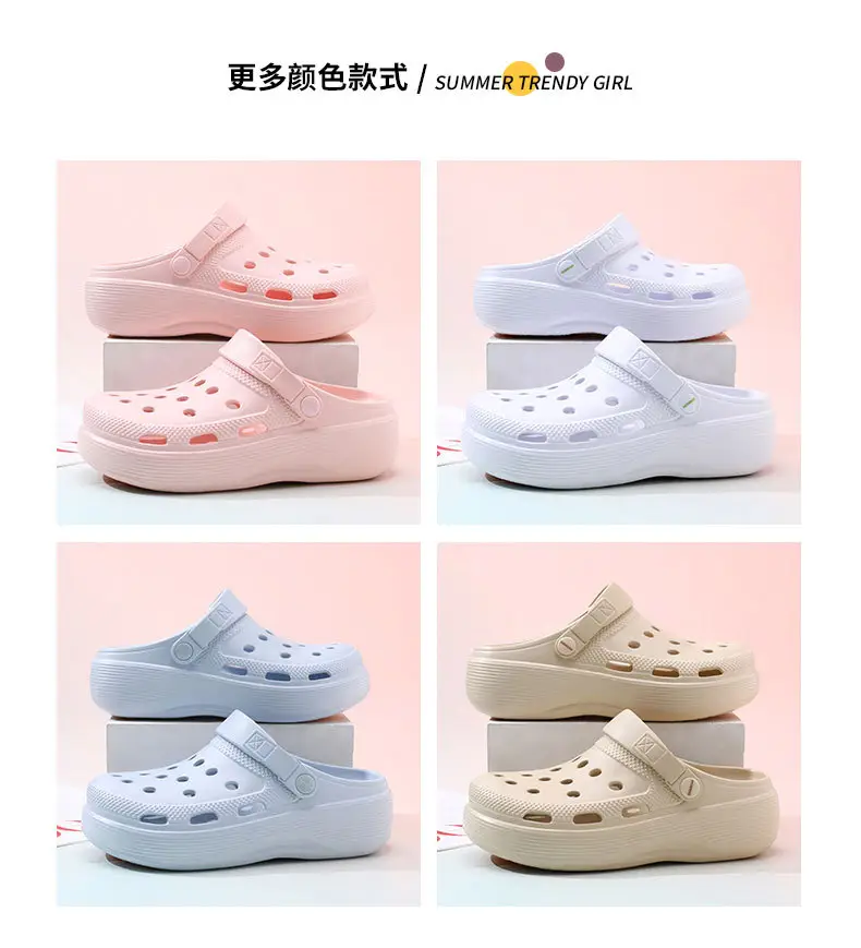 Croc Shoes for Couples, Non-Stinky, Height-Increasing, Breathable Sandals, Non-Slip Thick-Soled Eva Soft Outdoor Beach Closed-Toe Slippers — feature 4