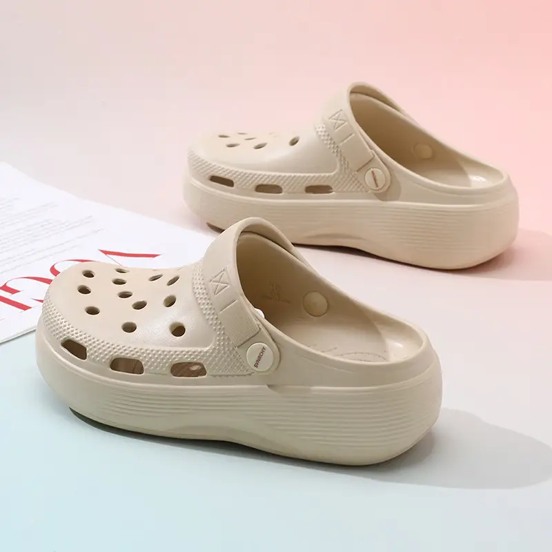 Croc Shoes for Couples, Non-Stinky, Height-Increasing, Breathable Sandals, Non-Slip Thick-Soled Eva Soft Outdoor Beach Closed-Toe Slippers