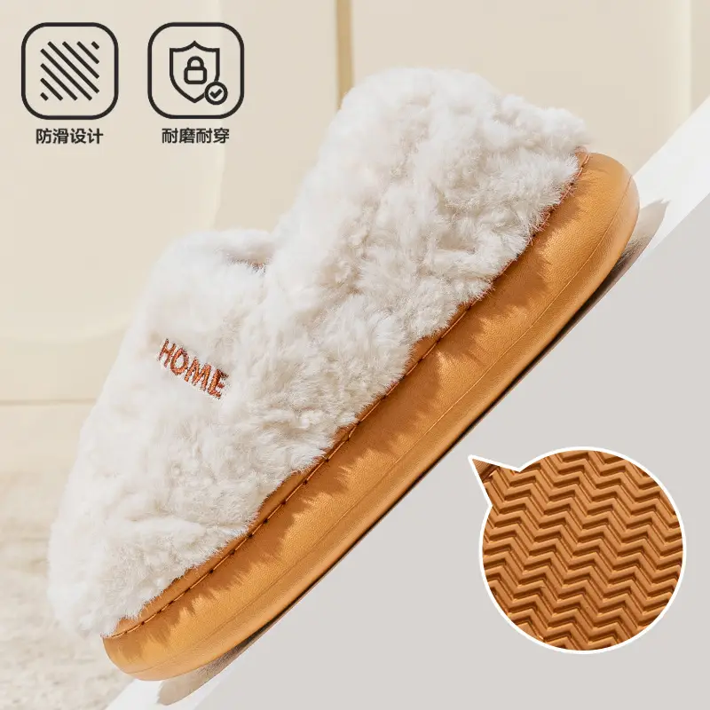 Cotton Slippers for Men in Winter All-Inclusive Heel 2025 New Indoor Home Warm Anti-Slip Autum Couple Cotton Shoes for Outer Wear - Image 9