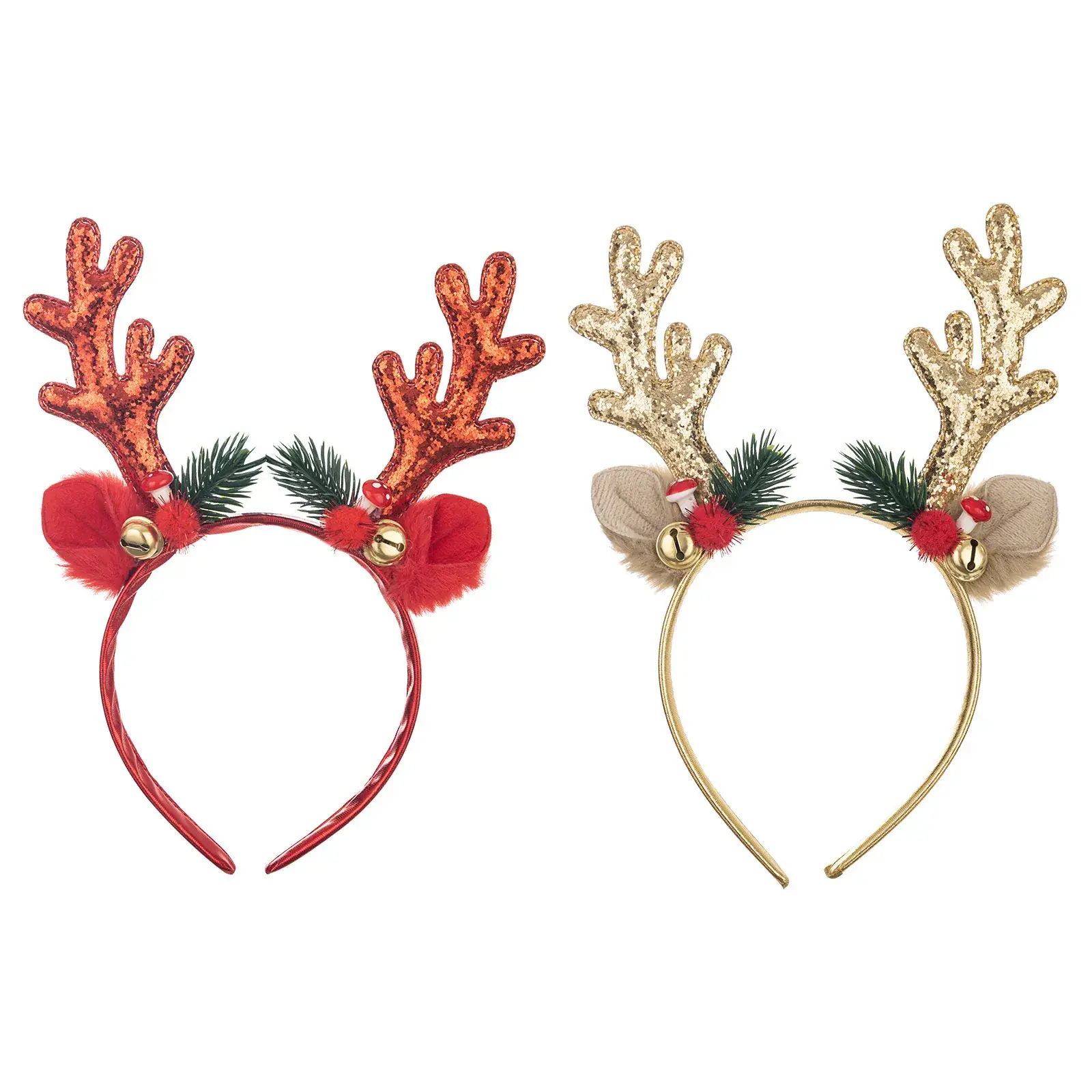 Christmas Antler Headbands Red Gold Flash Sequins Party - Image 7