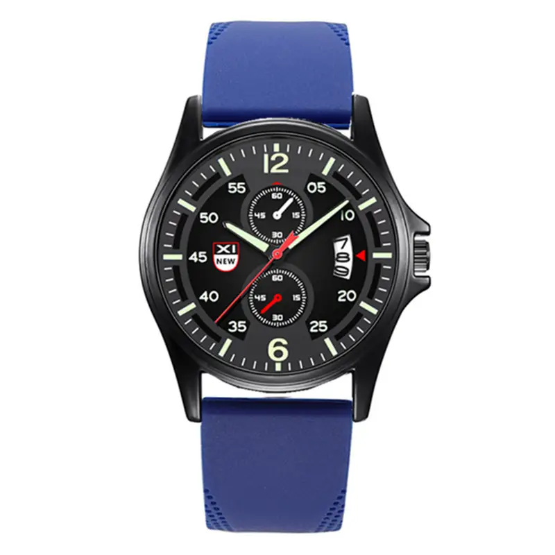 Men's Green Dial Date Quartz Silicone Band Watch - Image 3