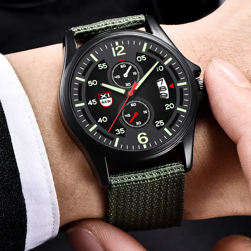 Men's Green Dial Date Quartz Silicone Band Watch - Image 7