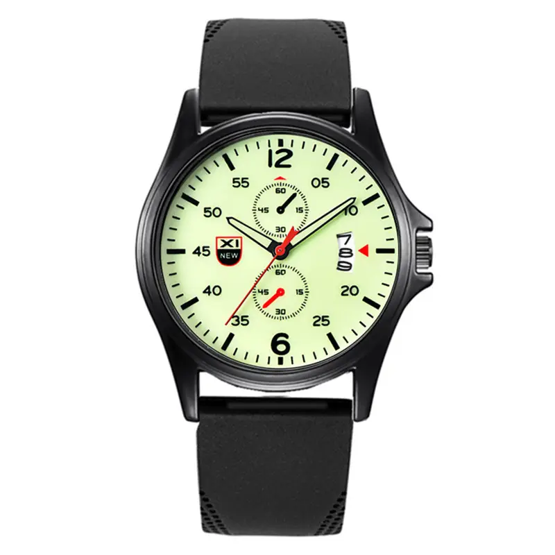 Men's Green Dial Date Quartz Silicone Band Watch - Image 4