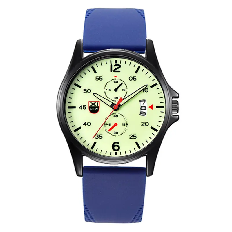 Men's Green Dial Date Quartz Silicone Band Watch - Image 6