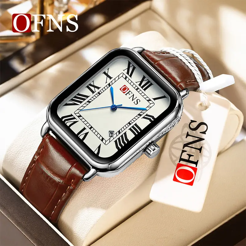 Retro Square Roman Scale Quartz Watch for Men Women Brown Belt - Image 9