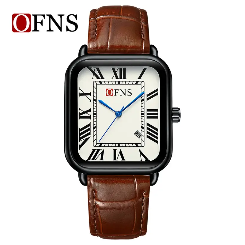 Retro Square Roman Scale Quartz Watch for Men Women Brown Belt - Image 4