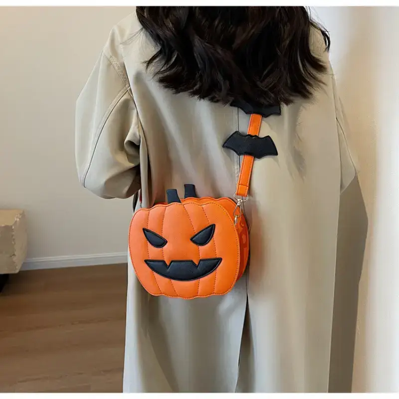 Halloween Pumpkin Shoulder Bags Orange Black 2024 - Image 6