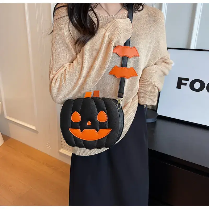 Halloween Pumpkin Shoulder Bags Orange Black 2024 - Image 7