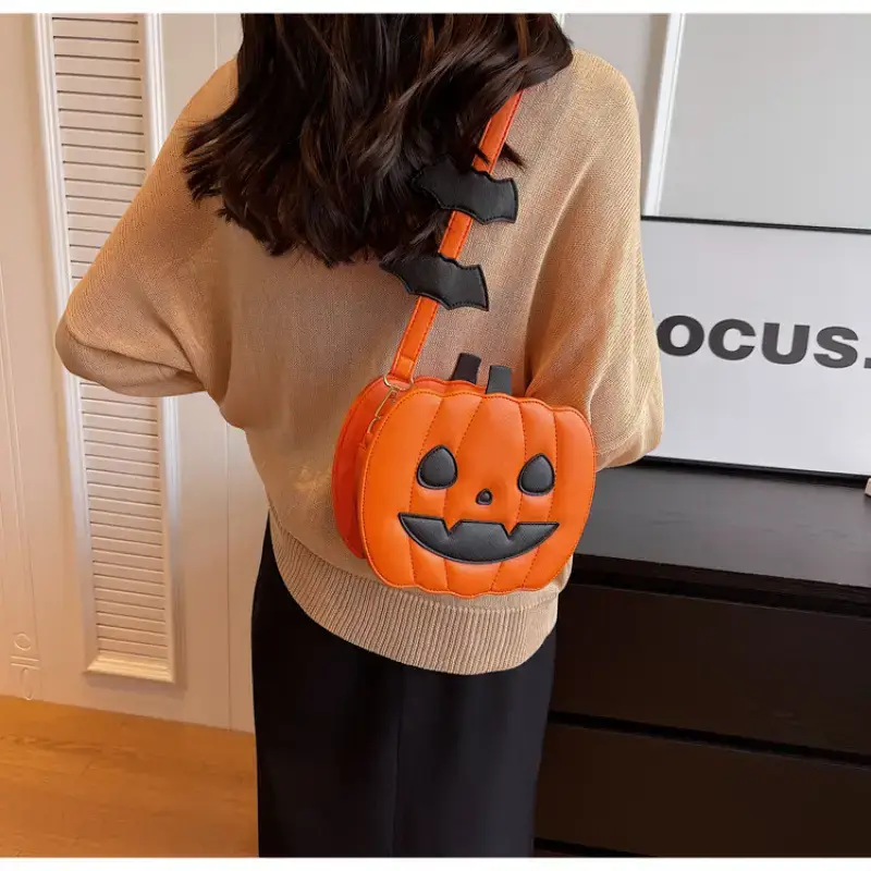 Halloween Pumpkin Shoulder Bags Orange Black 2024 - Image 8