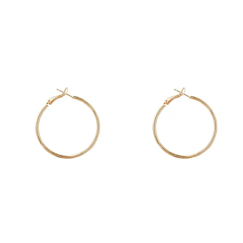 S925 silver needle European and American exaggerated plain ring earrings women's high-end light luxury Joker simple temperament earrings wholesale