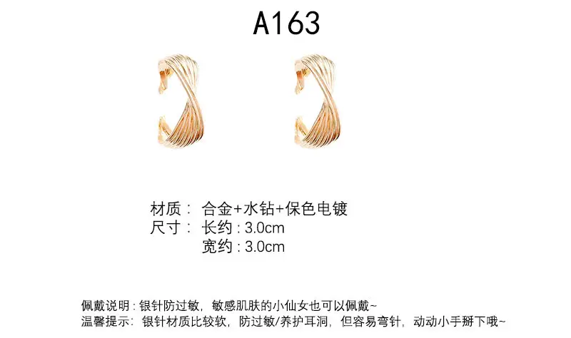 S925 silver needle European and American exaggerated plain ring earrings women's high-end light luxury Joker simple temperament earrings wholesale — feature 10
