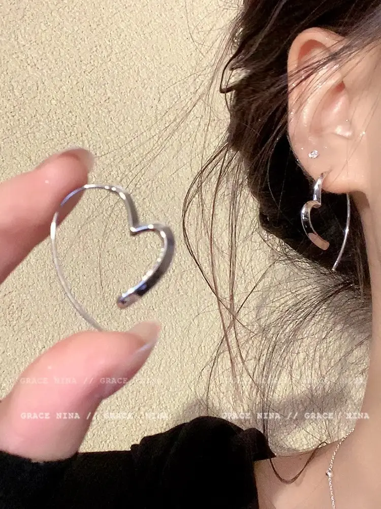 S925 silver needle European and American exaggerated plain ring earrings women's high-end light luxury Joker simple temperament earrings wholesale — feature 18