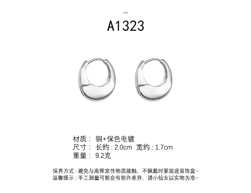 S925 silver needle European and American exaggerated plain ring earrings women's high-end light luxury Joker simple temperament earrings wholesale — feature 26