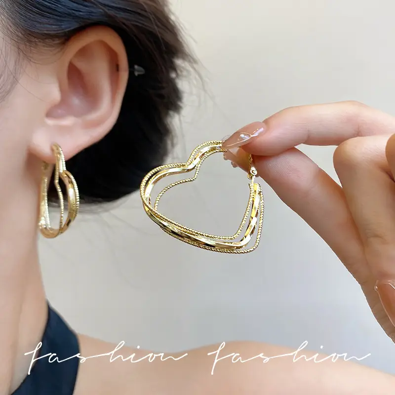 S925 silver needle European and American exaggerated plain ring earrings women's high-end light luxury Joker simple temperament earrings wholesale — feature 39