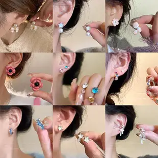 S925 silver needle European and American exaggerated plain ring earrings women's high-end light luxury Joker simple temperament earrings wholesale — feature 4